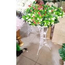 WHITE METAL THREE LEGGED FLOWER POT WITH WHITE, GREEN & RED FLOWER (IWSL) - DELUXE.COM.NG