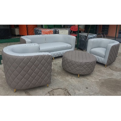 GREY & BROWN 7 SEATERS SOFA WITH CENTER TABLE (BENFU)