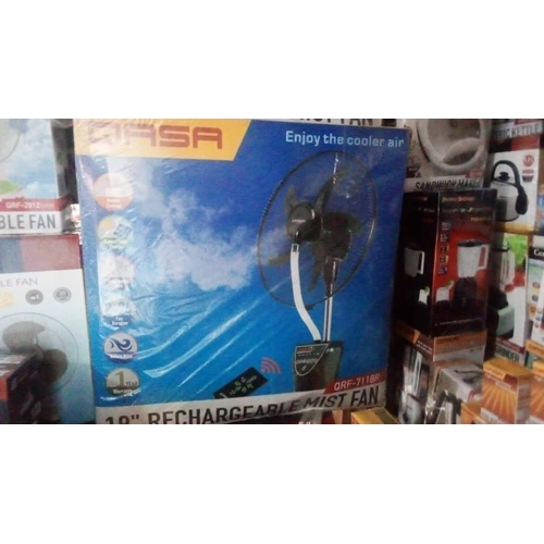 QASA 18 RECHARGEABLE MIST FAN QRF-7118R - deluxe.com.ng