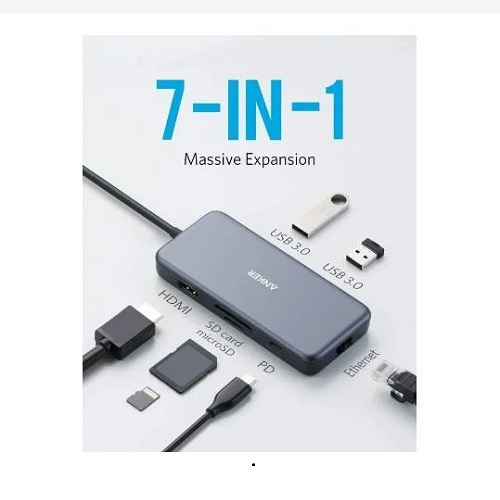 Anker USB C Hub, 341 USB-C Hub (7-in-1) | A83460A3 - deluxe.com.ng