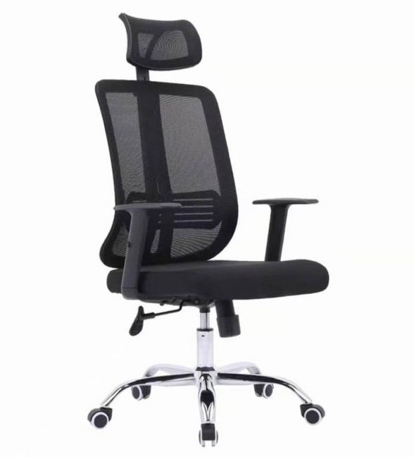 BLACK MESH OFFICE CHAIR WITH HEAD REST (OFU)