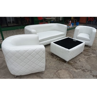 WHITE 7 SEATER SOFA WITH CENTER TABLE (BENFU)