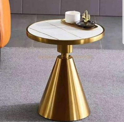 WHITE ROUND MARBLE TOP CENTER TABLE & GOLDEN LEG (HIFU)