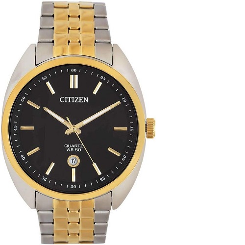 CITIZEN BI5094-59E MEN’S ANALOG QUARTZ BLACK DIAL TWO-TONE BRACELET WATCH - deluxe.com.ng