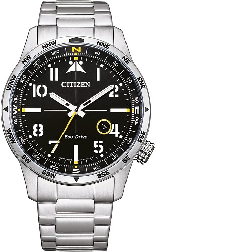 CITIZEN BM7550-87E ECO-DRIVE MEN’S BLACK DIAL SILVER BRACELET WATCH - deluxe.com.ng