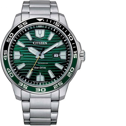 CITIZEN AW1526-89X MEN’S ECO-DRIVE GREEN DIAL ANALOG BRACELET WATCH-deluxe.com.ng
