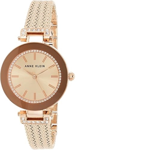 ANNE KLEIN AK/3192RGCV WOMEN'S ROSE GOLD-TONE MESH BRACELET SMALL WATCH - deluxe.com.ng
