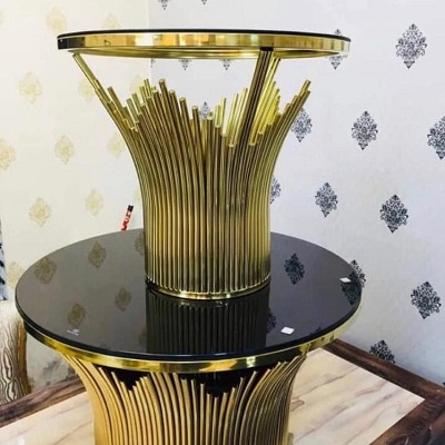 BLACK CENTER TABLE WITH GOLDEN BASE (NWAFU)