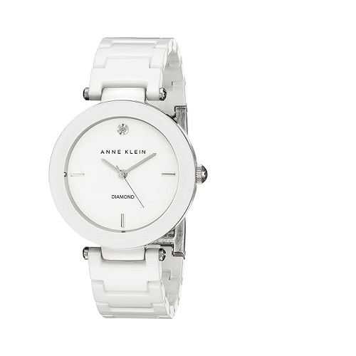 ANNE KLEIN AK/1019WTWT WOMEN’S DIAMOND-ACCENTED WATCH WITH CERAMIC BRACELET - deluxe.com.ng