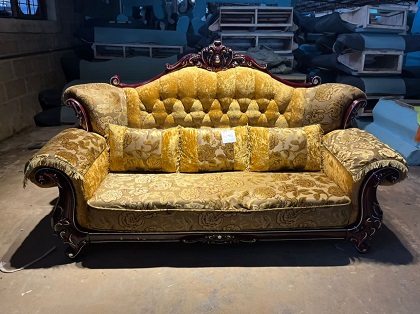 LIGHT BROWN & YELLOW ROYAL 7 SEATERS SOFA (BENFU)