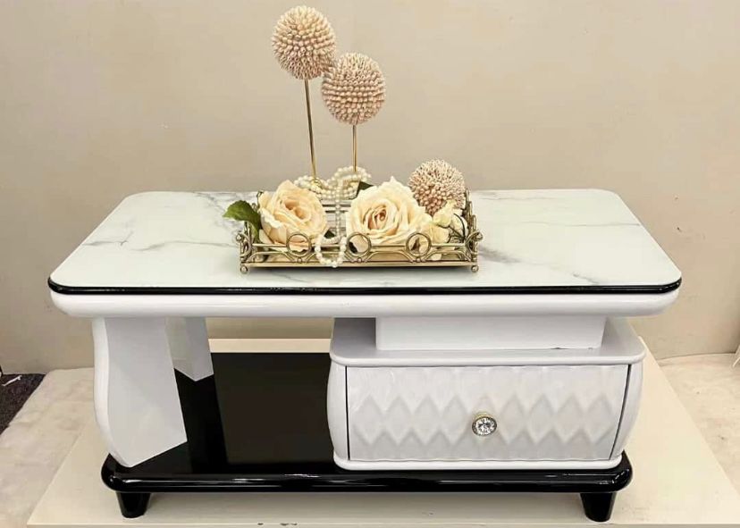 WHITE CENTRE TABLE WITH DRAWERS (HIFU)