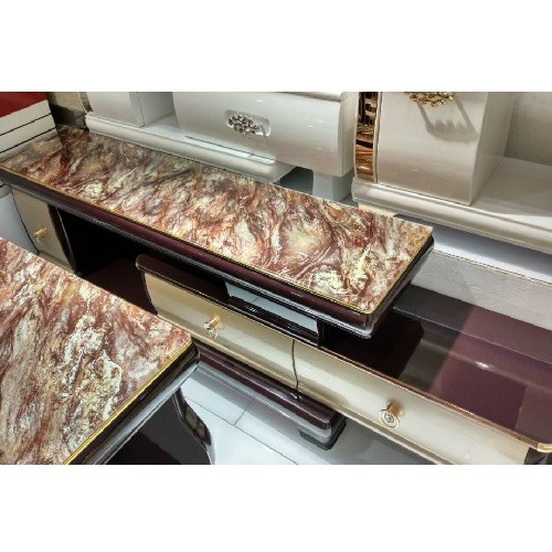 QUALITY BROWN & CREAM MARBLE TOP TV STAND WITH CENTER TABLE & DRAWER -AVAILABLE (SATEC) - deluxe.com.ng