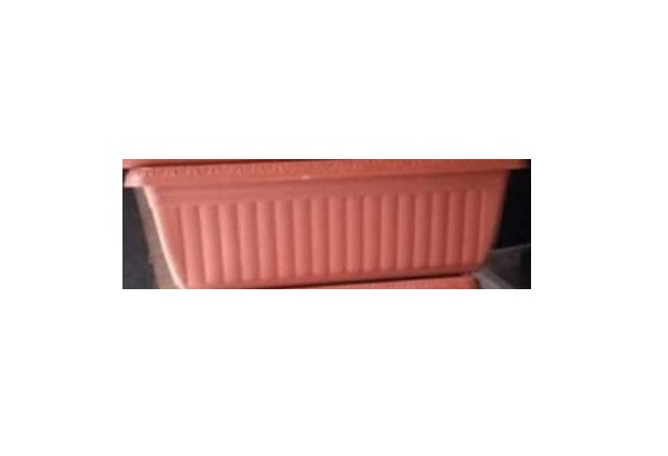 DARK ORANGE RECTANGULAR FLOWER POTS WITH VERTICAL LINES (PEGLO) - DELUXE.COM.NG