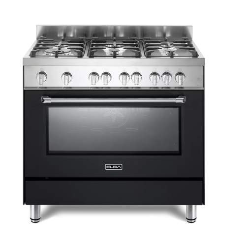 ELBA GAS COOKER| 90CM, 6 GAS BURNERS+ GAS OVEN(BLACK)-EA966FG NG|- DELUXE.COM.NG