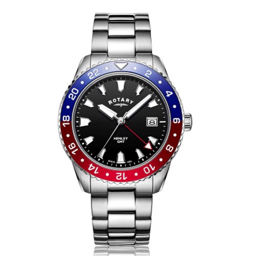 ROTARY GB05108/30 MEN’S GMT HENLEY RED/BLUE BEZEL MEDIUM WATCH