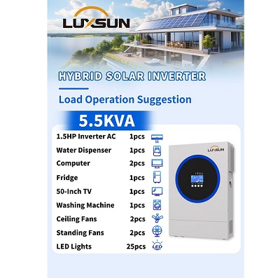Luxsun 5.5KVA 48V Hybrid Solar Inverter – 120A MPPT
