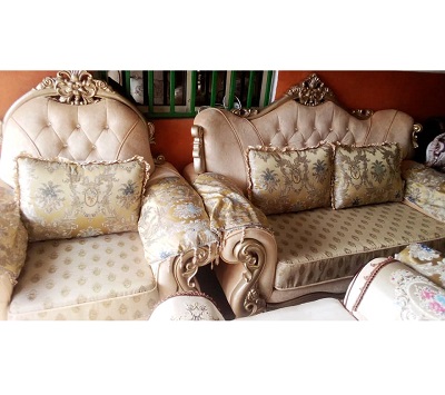 7 SEATERS SOFA CREAM & BROWN (GIDI)