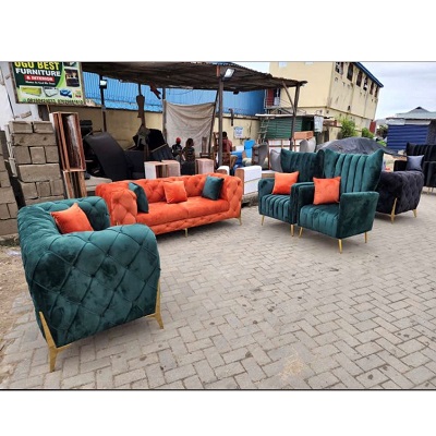 ORANGE & GREEN 7 SEATERS SOFA (MIFU)