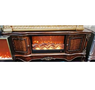 DARK BROWN FIRE PLACE TV STAND (BENFU)