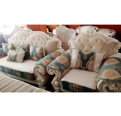 7 SEATERS SOFA LIGHT BROWN & GREEN (GIDI)