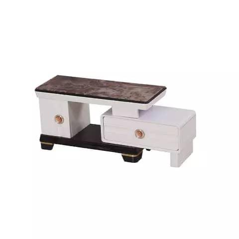 WHITE & BROWN TOP TV STAND WITH DRAWER (HIFU)