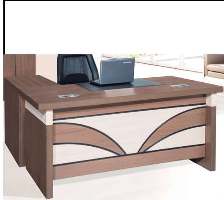 BROWN & CREAM OFFICE TABLE WITH EXTENSION (OFU)