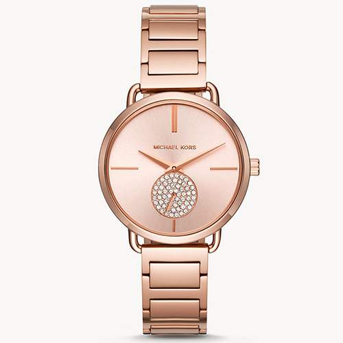 MICHAEL KORS MK3640 WOMEN’S PORTIA ROSE GOLD TWO-HANDS SUB-EYE WATCH 