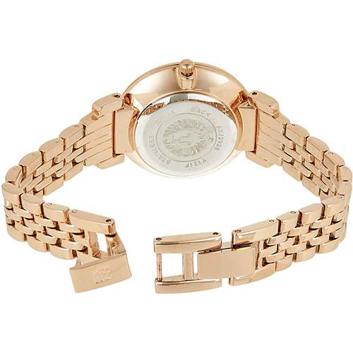 ANNE KLEIN AK/2928NVRG WOMEN’S CRYSTAL ACCENTED ROSE GOLD BLUE DIAL BRACELET WATCH - Deluxe.com.ng