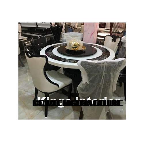 Elegant Italian Round Marble Dinning With 6 Chairs 