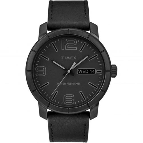 TIMEX TW2R64300 MEN'S MOD 44 CLASSIC DRESS BLACK DIAL LEATHER WATCH