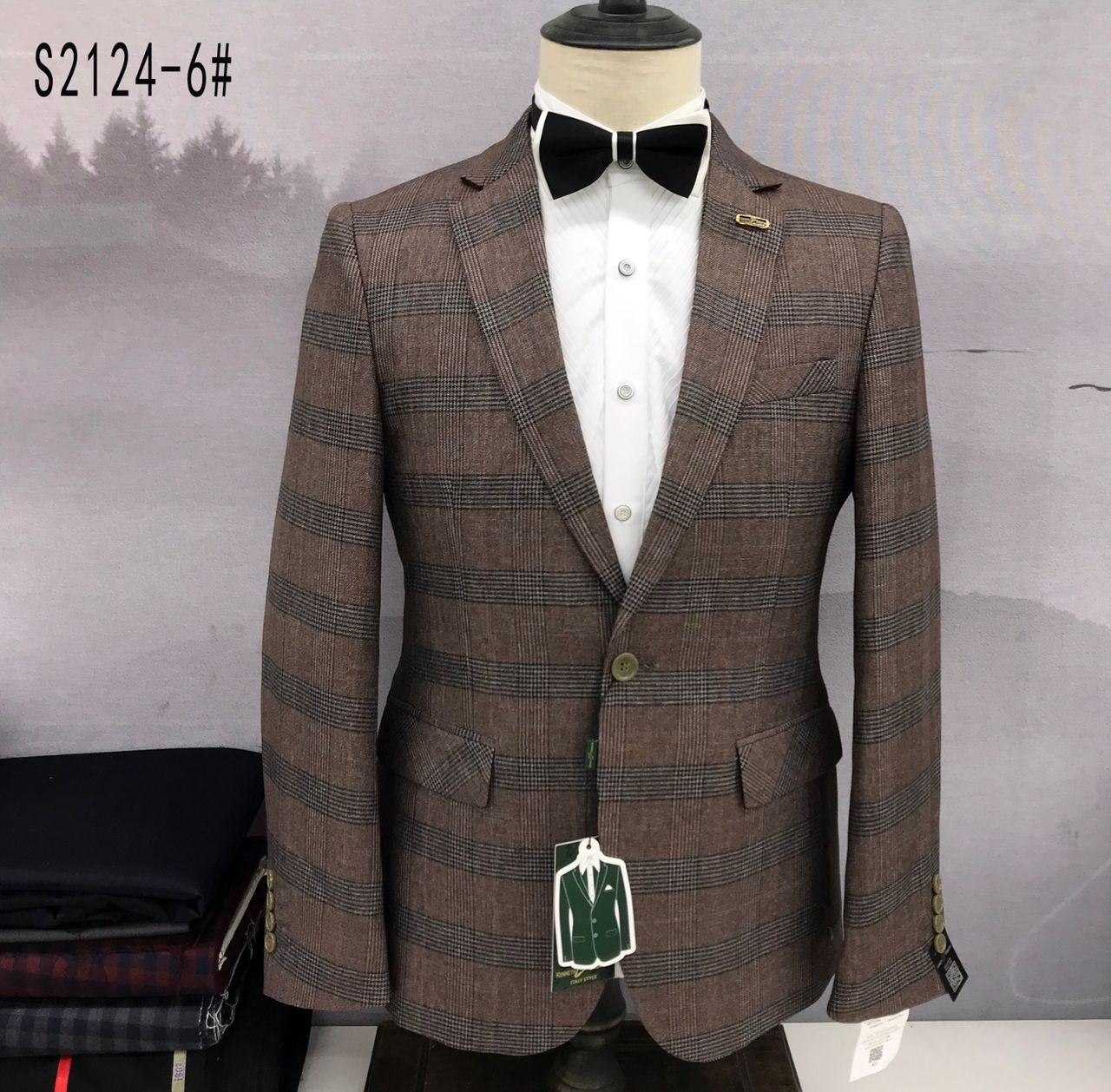 BROWN AND GREY STRIPPED TURKEY BLAZER [SWNL]-deluxe.com.ng