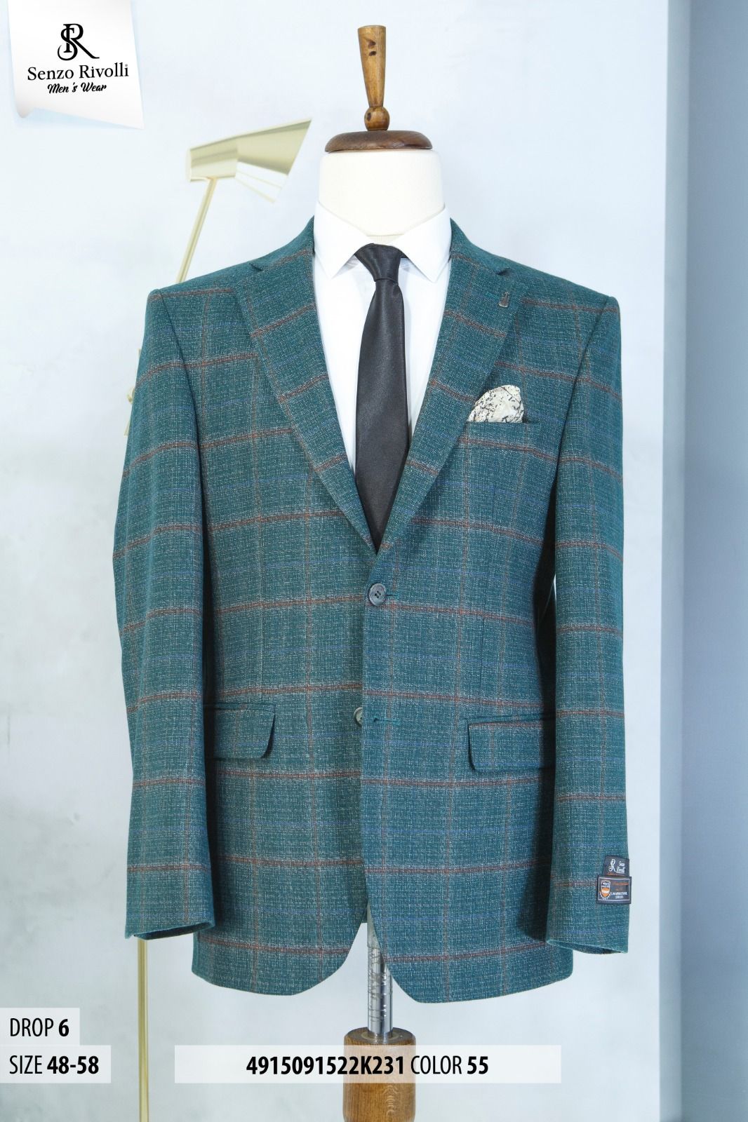 EXECUTIVE DARK GREEN AND BROWN CHECKER TURKEY BLAZER [SWNL]