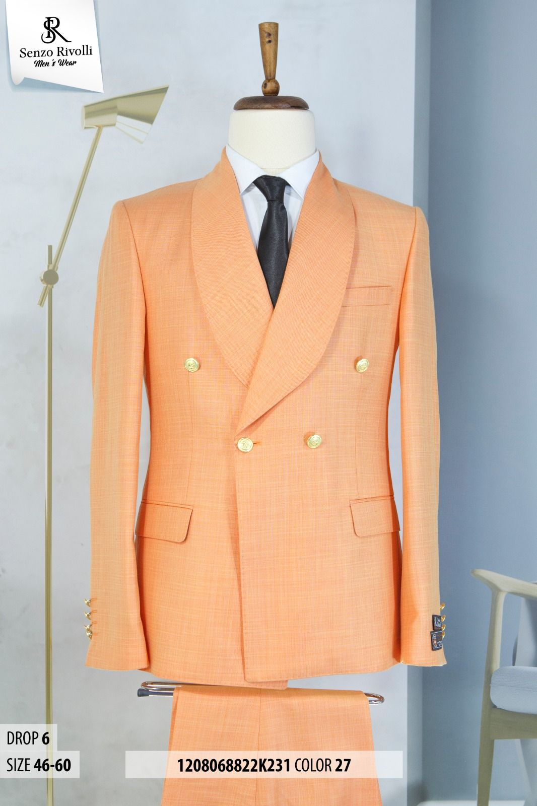 EXECUTIVE ORANGE BREASTED TURKEY SUIT WITH GOLDEN BUTTON