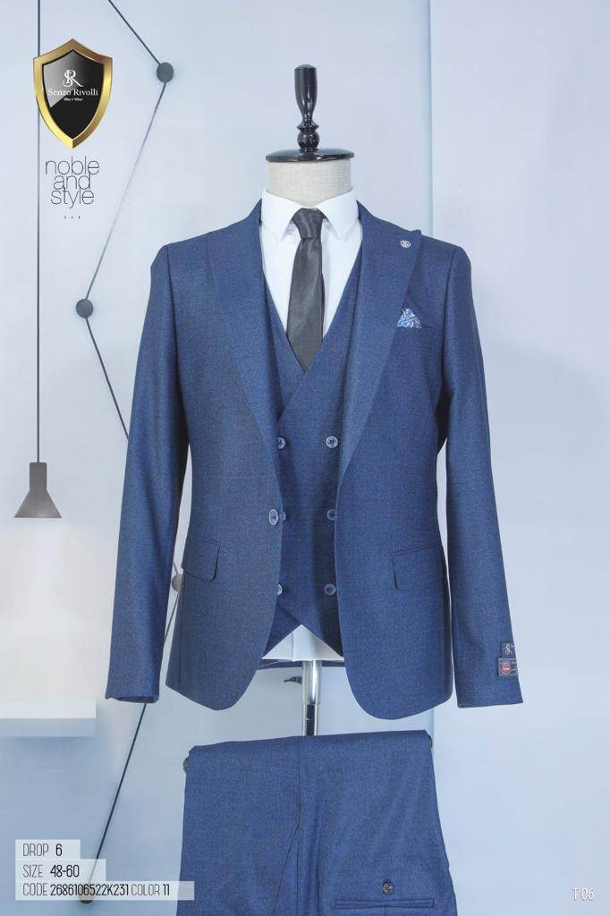 LIGHT BLUE 3 PIECE TURKEY SUIT WITH ONE BUTTON (SWNL) - deluxe.com.ng