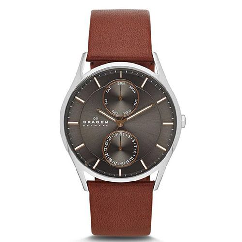 SKAGEN SKW6086 MEN’S HOLST MULTIFUNCTION BROWN LEATHER MEDIUM WATCH