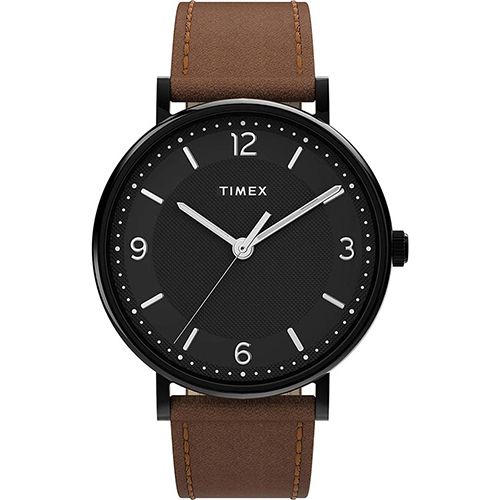 TIMEX TW2U67400 MEN’S SOUTHVIEW CLASSIC BLACK CASE BROWN LEATHER MEDIUM WATCH 