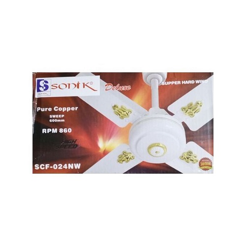  SONIK Short Blade 25 inch Ceiliing Fan - White & Brown - deluxe.com.ng