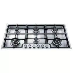 Smeg Gas Hob | 87cm PGF96 Classic 6 Burner Gas Hob - Stainless Steel - deluxe.com.ng 