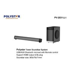 Polystar Tower Sound Bar, USB/AUX/HDMI/BLUETOOTH MICRO SET  Pv-2031-3.1
