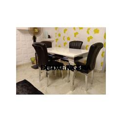 Marble Zealy Black Dinning Set Furniture + 4 Dining Chairs