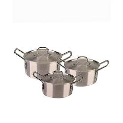 Crownstar Aluminium Pot Set - 3 Pots And 3 Lids - 6 Pcs