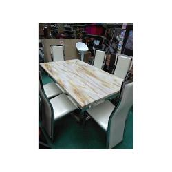 Gold Marble Dinning With 6 Chairs  