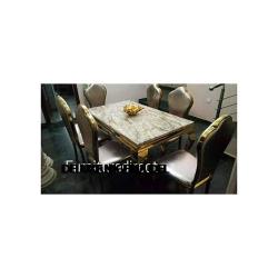 Marble Goldan Dining Set Furniture + 6 Dinning Chairs