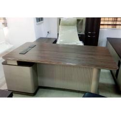 QUALITY DESIGNED 2.2 METER BROWN & CREAM OFFICE TABLE WITH EXTENSION - AVAILABLE (ARIN)- deli