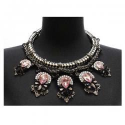 2 Piece Cord With Crystal Necklace Set 
