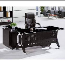 BLACK OFFICE  TABLE WITH EXTENSION 1.6 METERS (AMEFU)