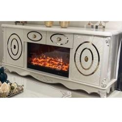 WHITE BIG FIRE PLACE TV STAND (YOFU)