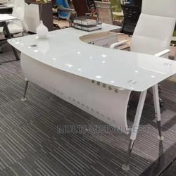 WHITE OFFICE TABLE WITH 4 LEGS AND EXTENSION 1.6 METERS (AMEFU)