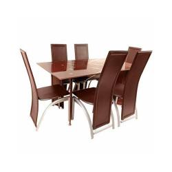 Dining Table Set with 6 chairs (Brown)
