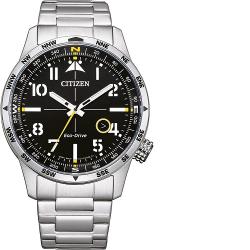 CITIZEN BM7550-87E ECO-DRIVE MEN’S BLACK DIAL SILVER BRACELET WATCH - deluxe.com.ng